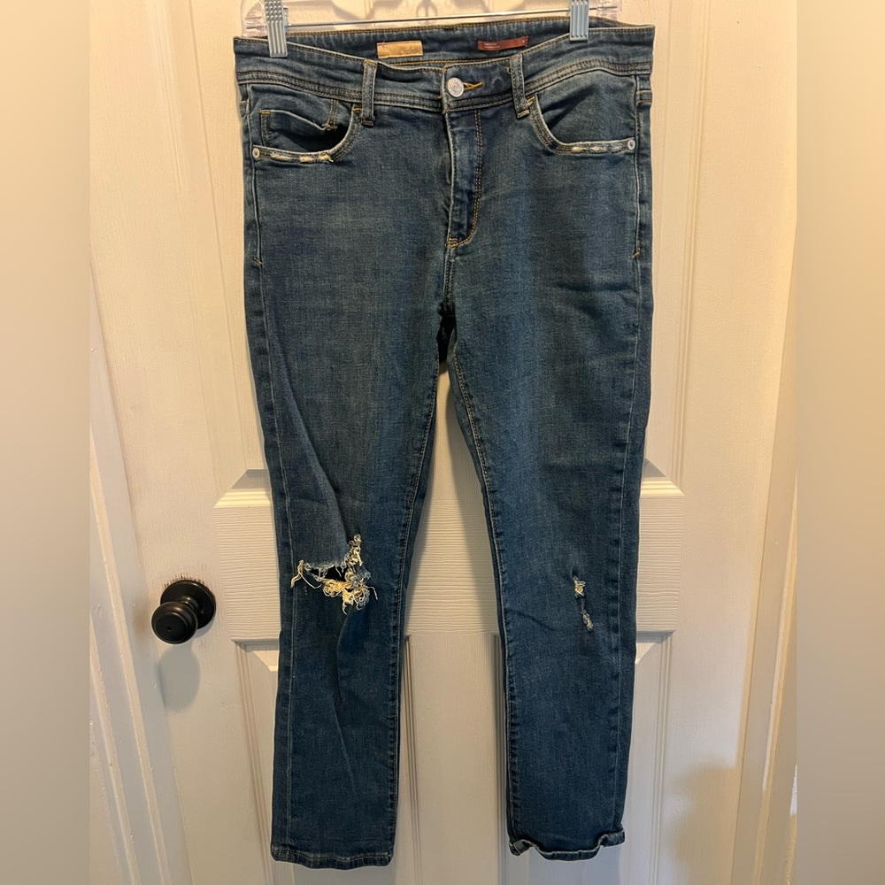 Pilcro Blue Distressed Skinny Jeans